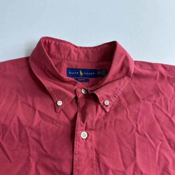 Polo Ralph Lauren Slim Fit Shirt Adult Mens Size 2XL Red Long Sleeve Button Down - Picture 3 of 9